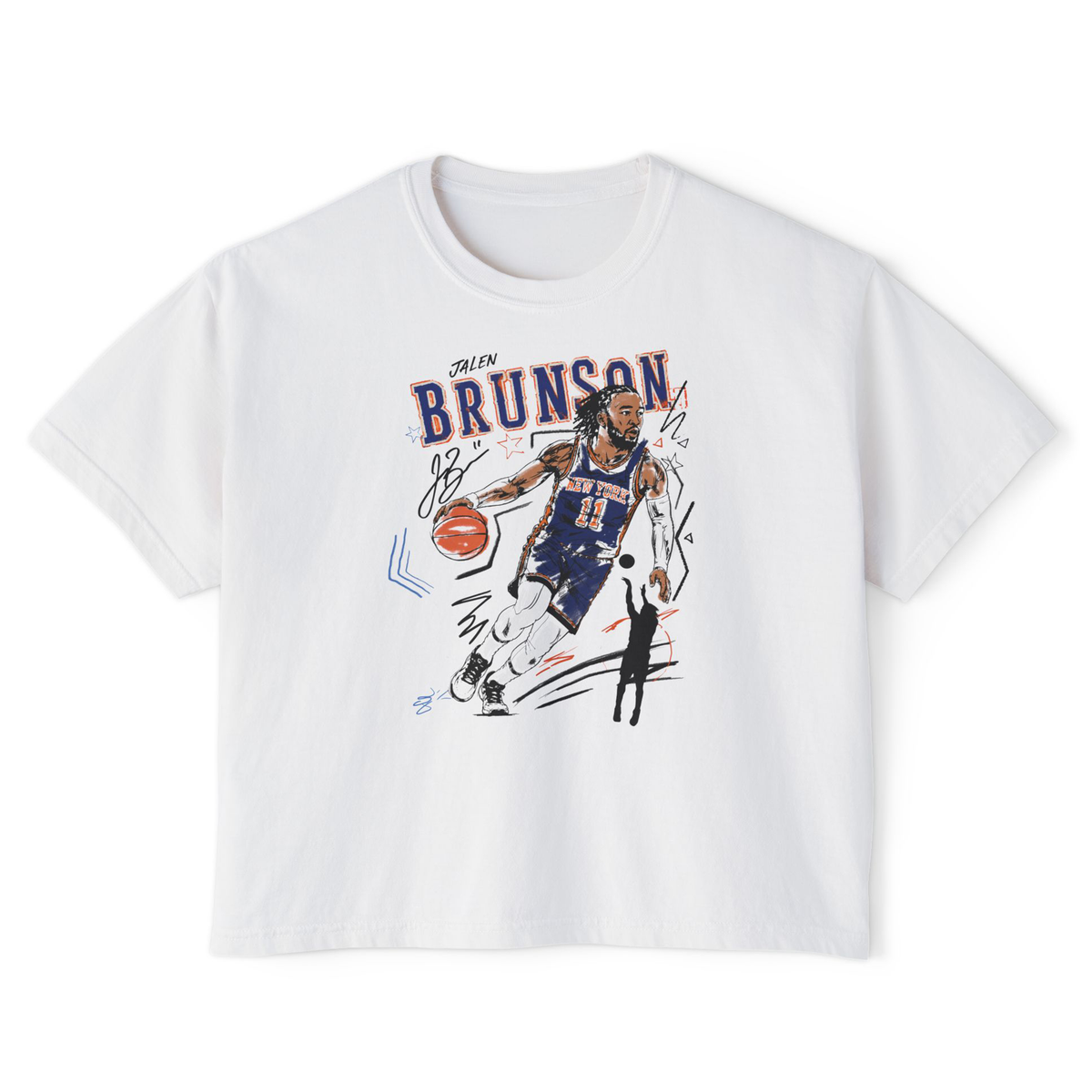 JALEN BRUNSON SKETCH BOXY TEE
