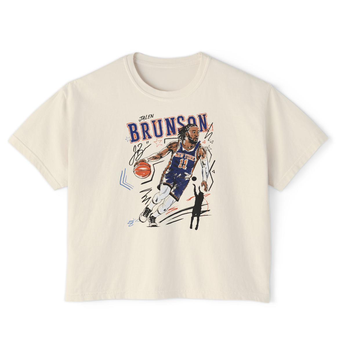 JALEN BRUNSON SKETCH BOXY TEE
