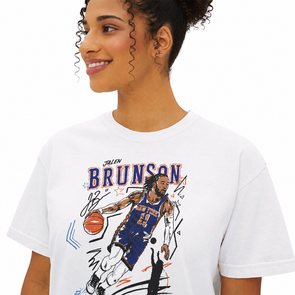 JALEN BRUNSON SKETCH BOXY TEE